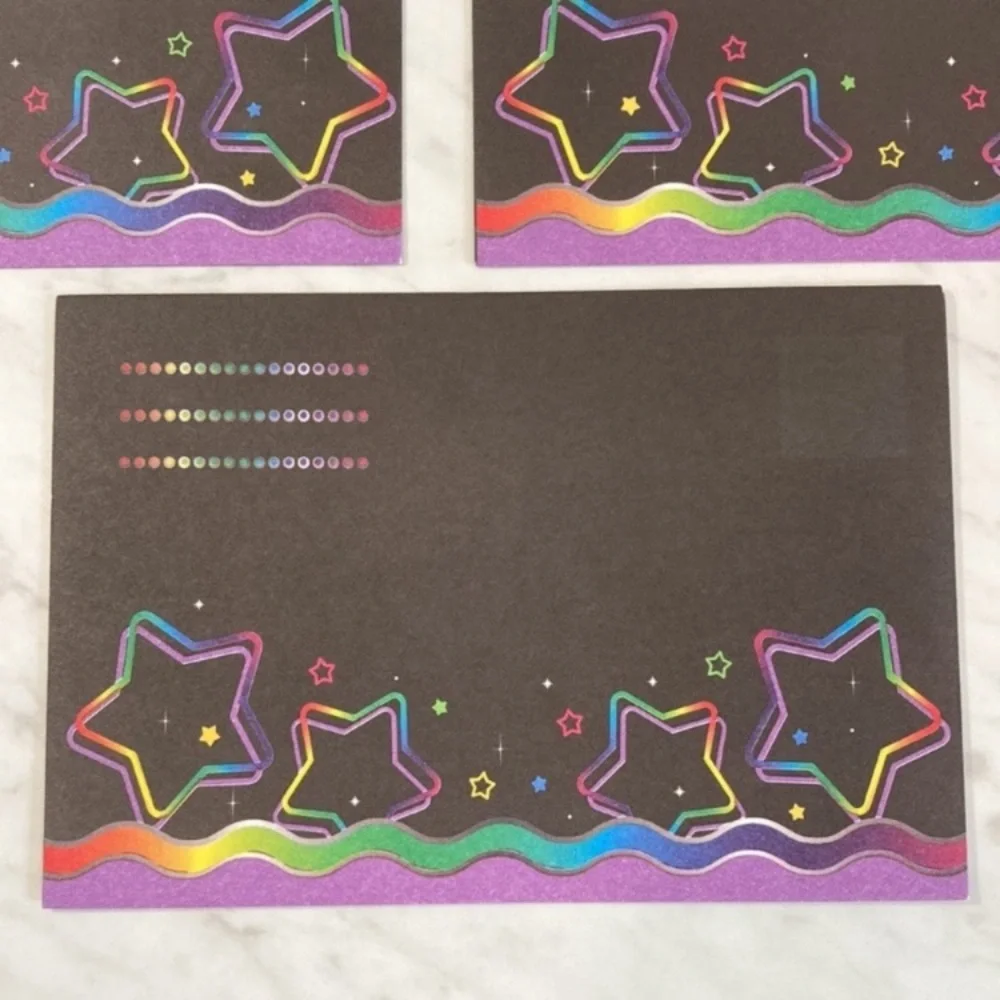 Gel Pen Star Envelopes Vintage Set of 5